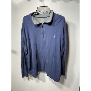 Men's Polo Ralph Lauren Navy Blue Cotton Summer Quarter Zip Size XLT